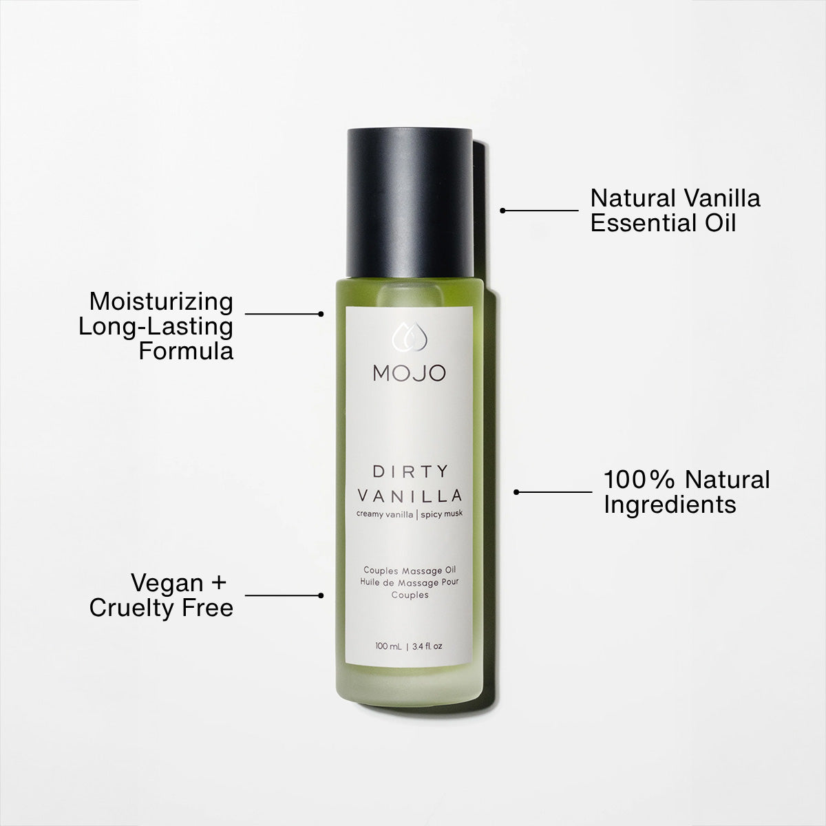 MOJO Dirty Vanilla Couples Massage Oil – 100 ml/3.4 fl. oz.