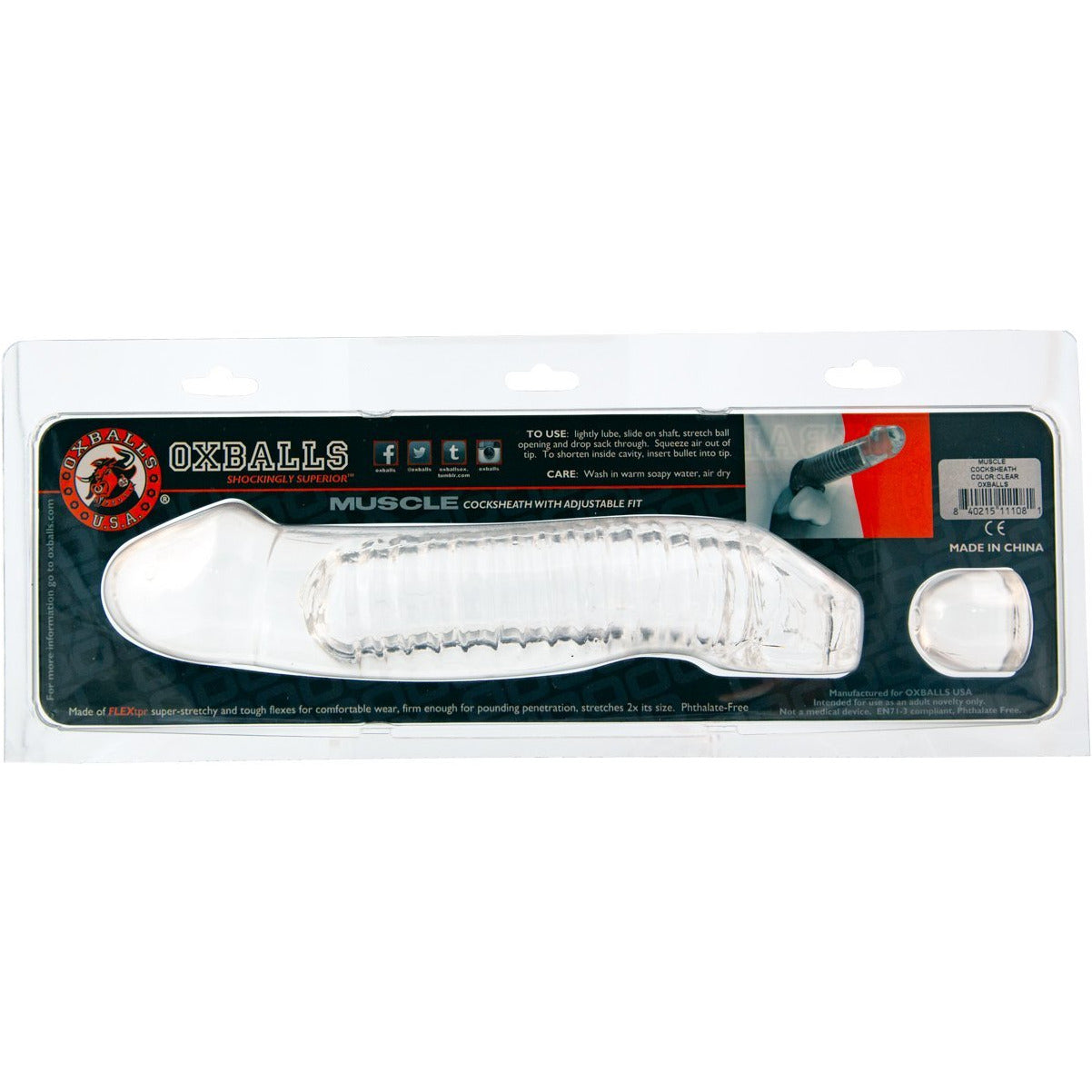 Oxballs Muscle Cocksheath – Rallongement pénien – Transparent