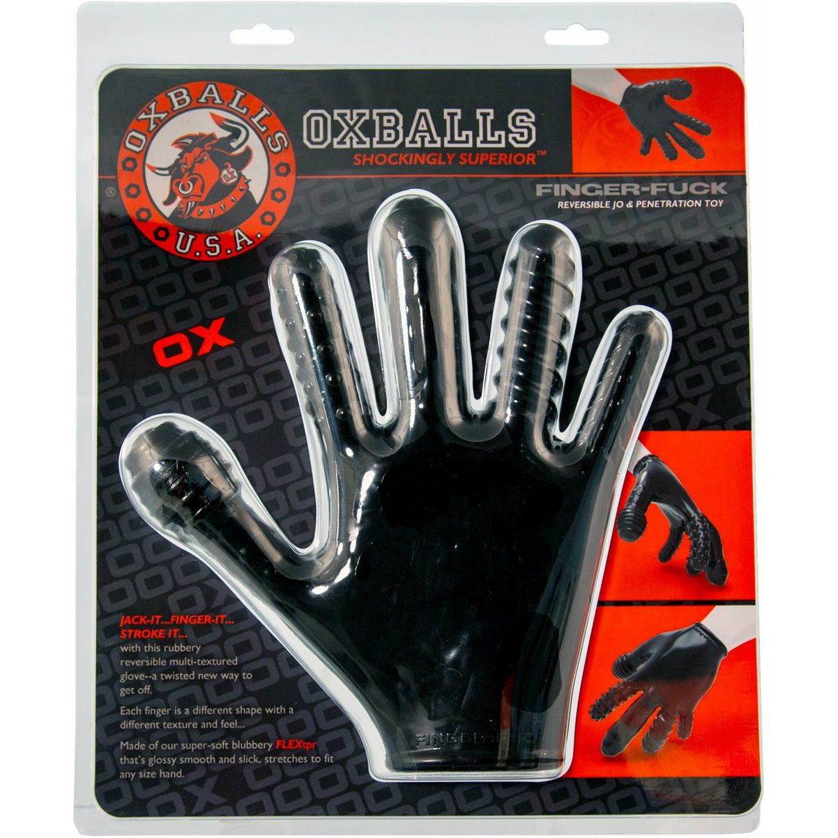 OXBALLS - Finger Fuck - Textured Glove - Black