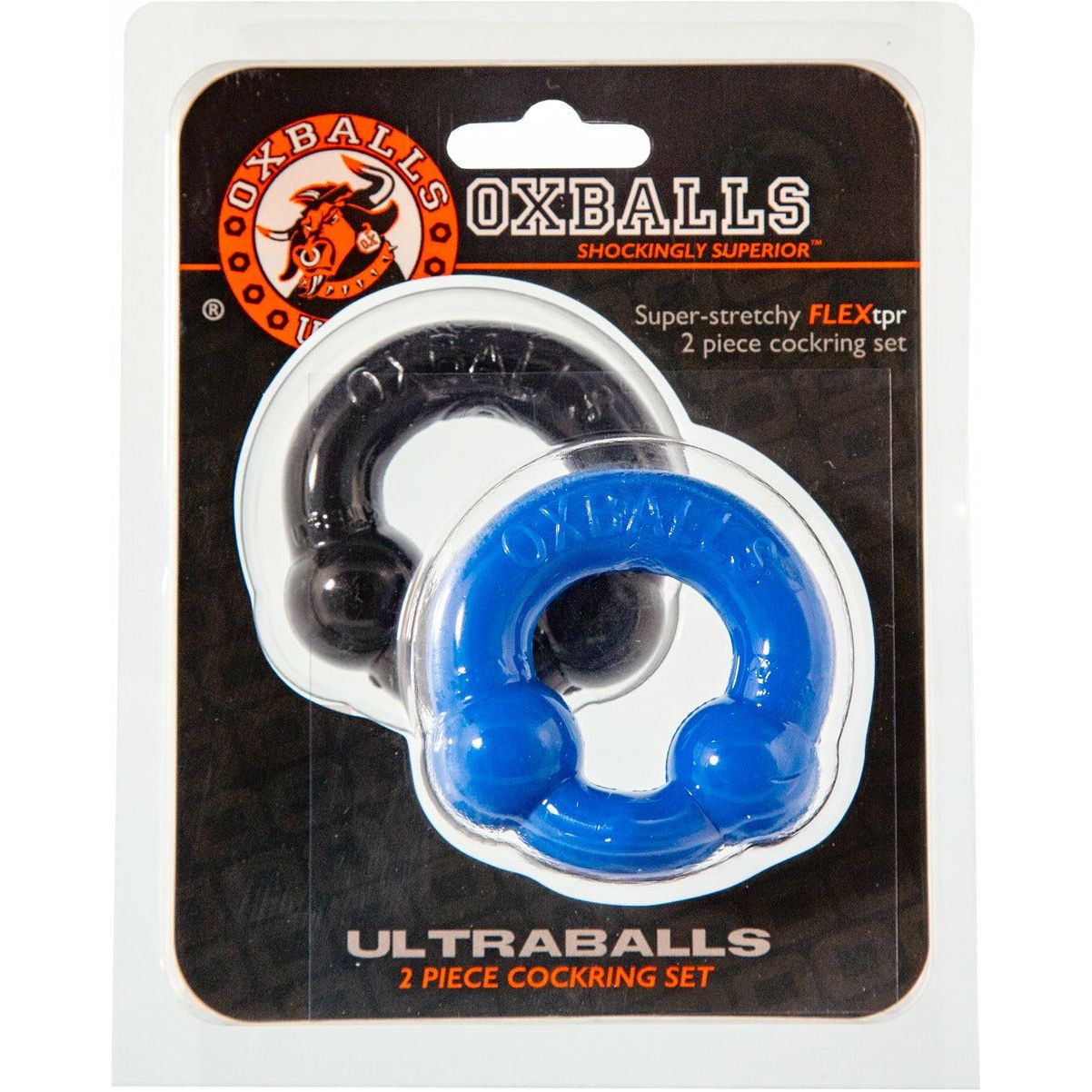 Oxballs Ultraballs Cockring – Lot de 2 – Noir/Bleu Police