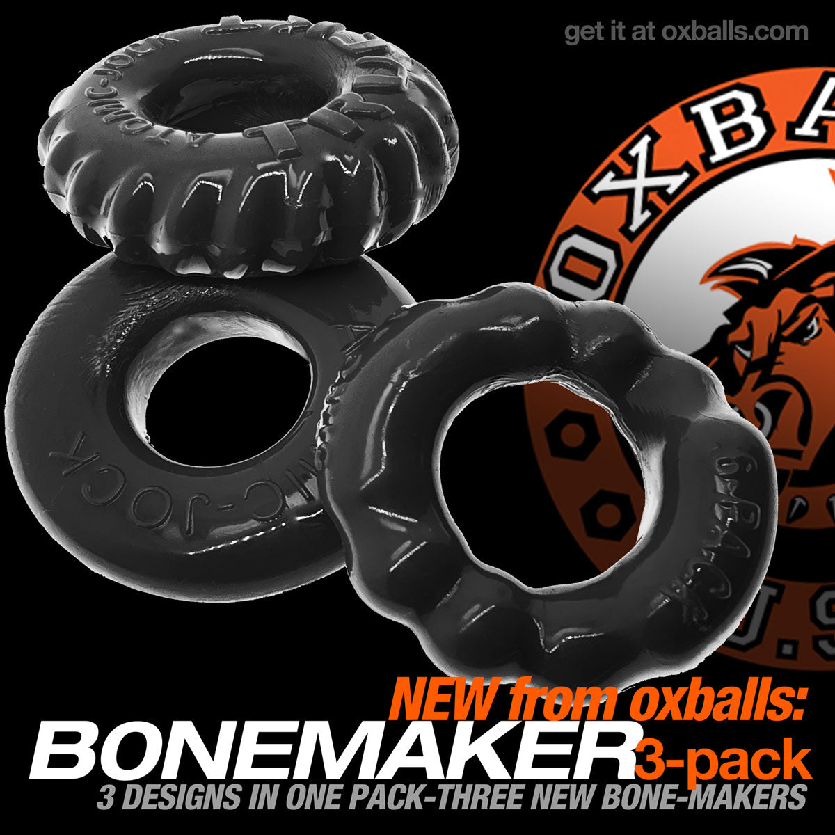 Oxballs - Anneaux de Cock Bonemaker 3-Pack - Noir