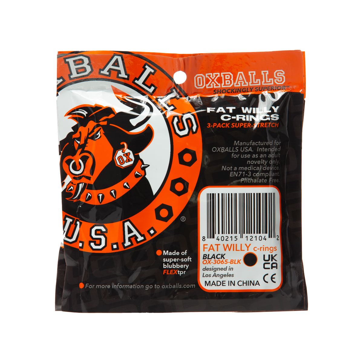 Oxballs Fat Willy Lot de 3 anneaux péniens géants – Noir