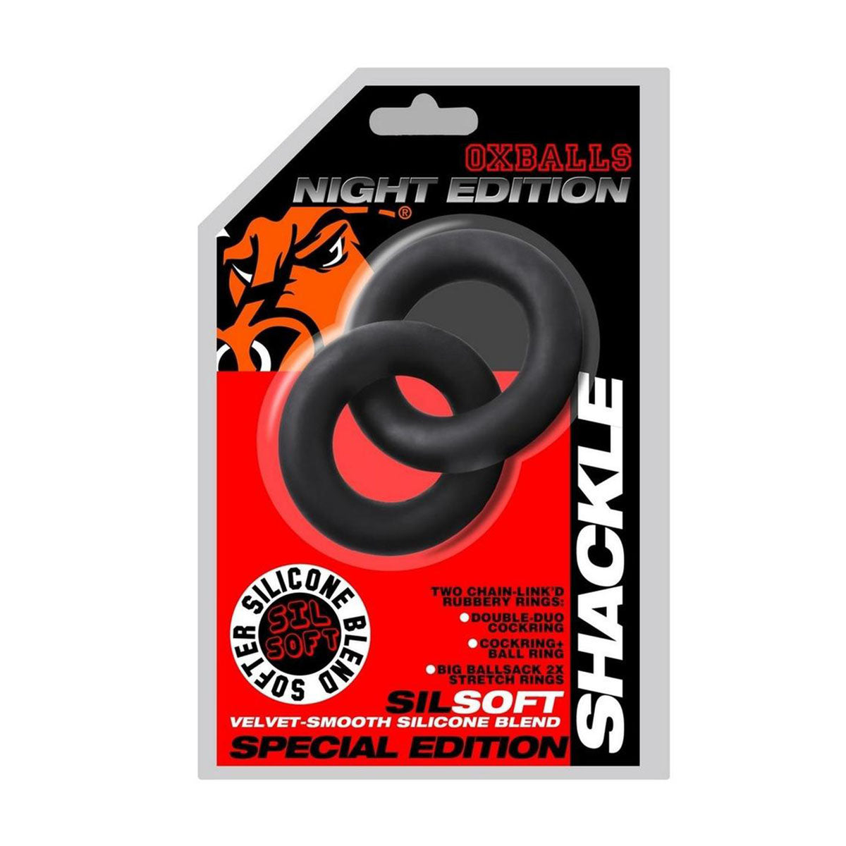 Anneau pénien à double maillon Oxballs Shackle – Édition Nuit