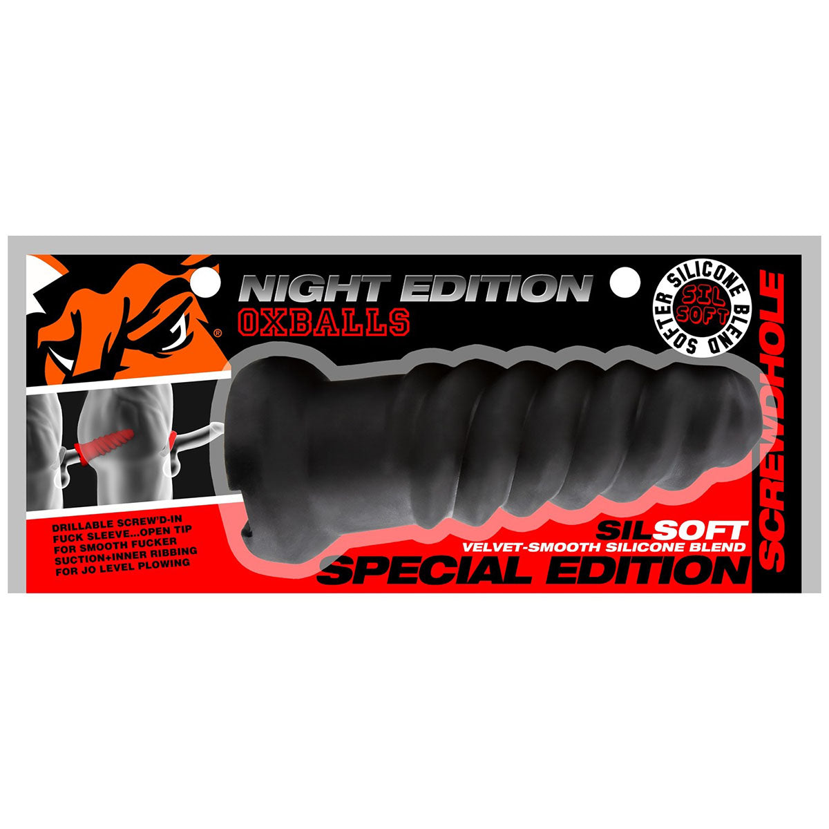 Oxballs Screwdhole Open Tip Sleeve – Édition Nuit