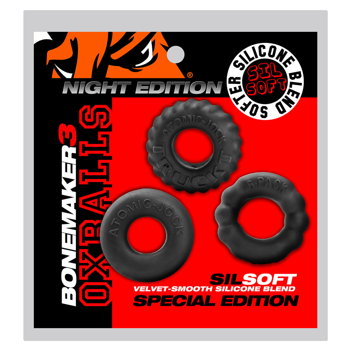 Kit d'anneaux péniens Oxballs BoneMaker 3 pièces – Édition Nuit