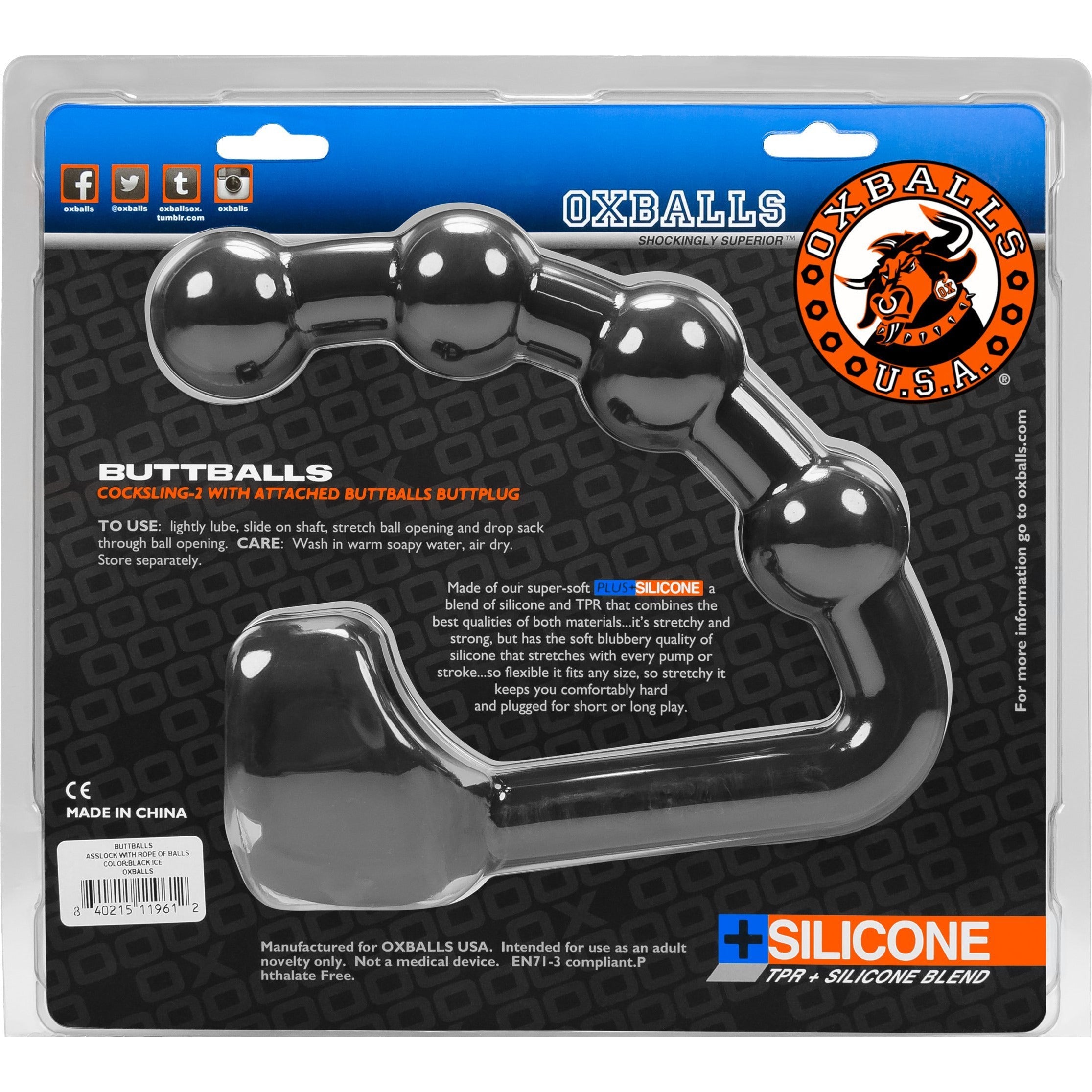 Oxballs Buttballs – Ass-Lock et Cocksling – Black Ice