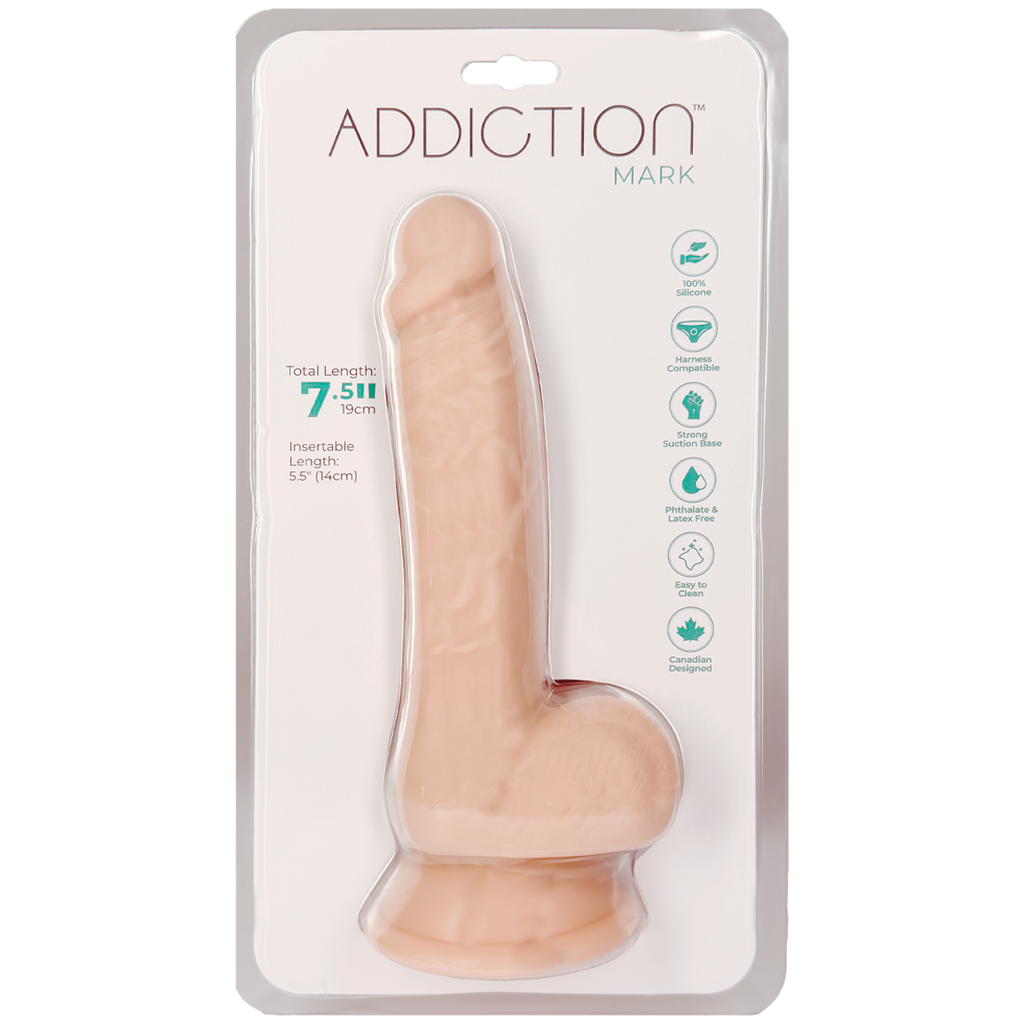 Addiction - Godemichet de 19 cm avec testicules - Beige