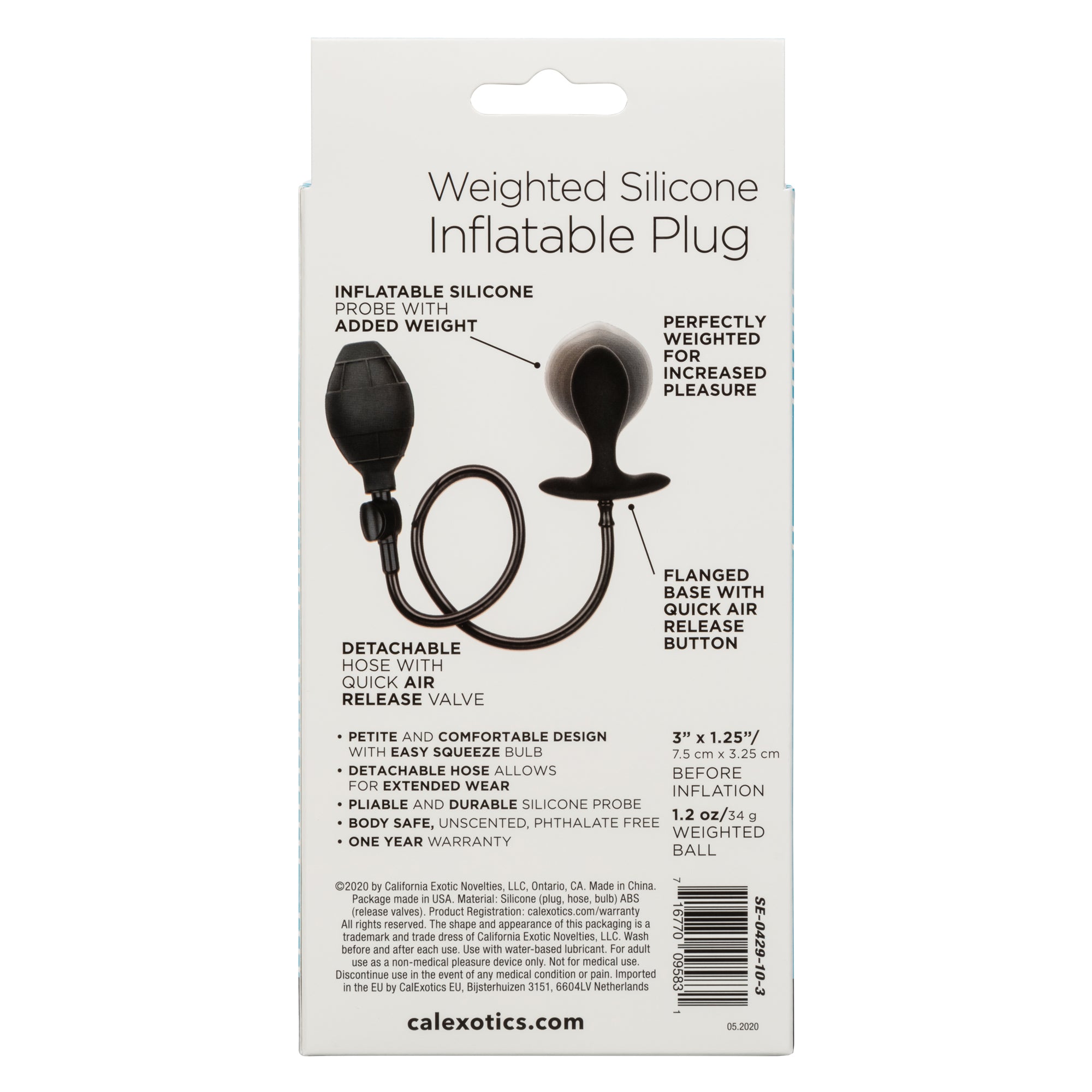 CalExotics® Plug gonflable lesté en silicone - Noir