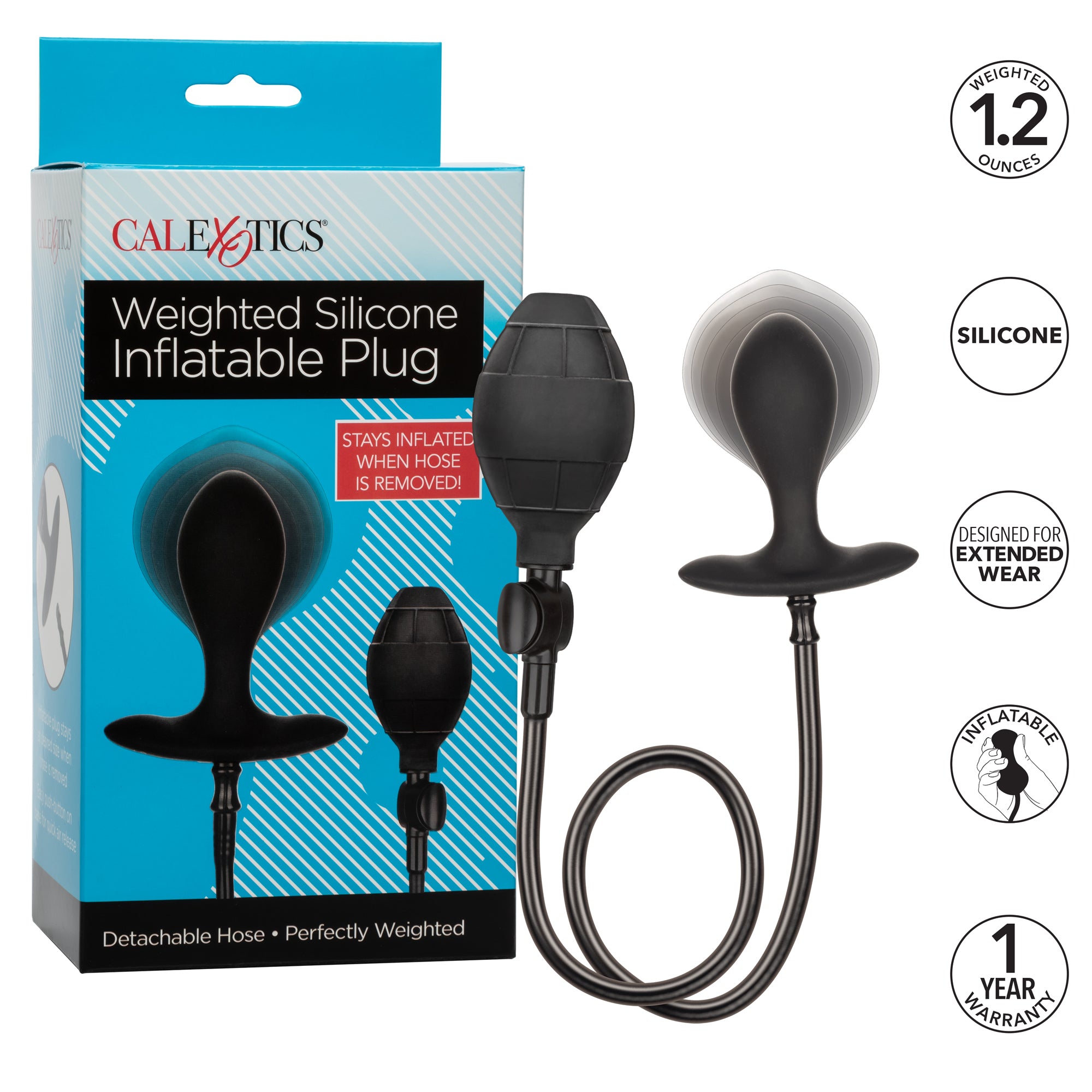 CalExotics® Plug gonflable lesté en silicone - Noir