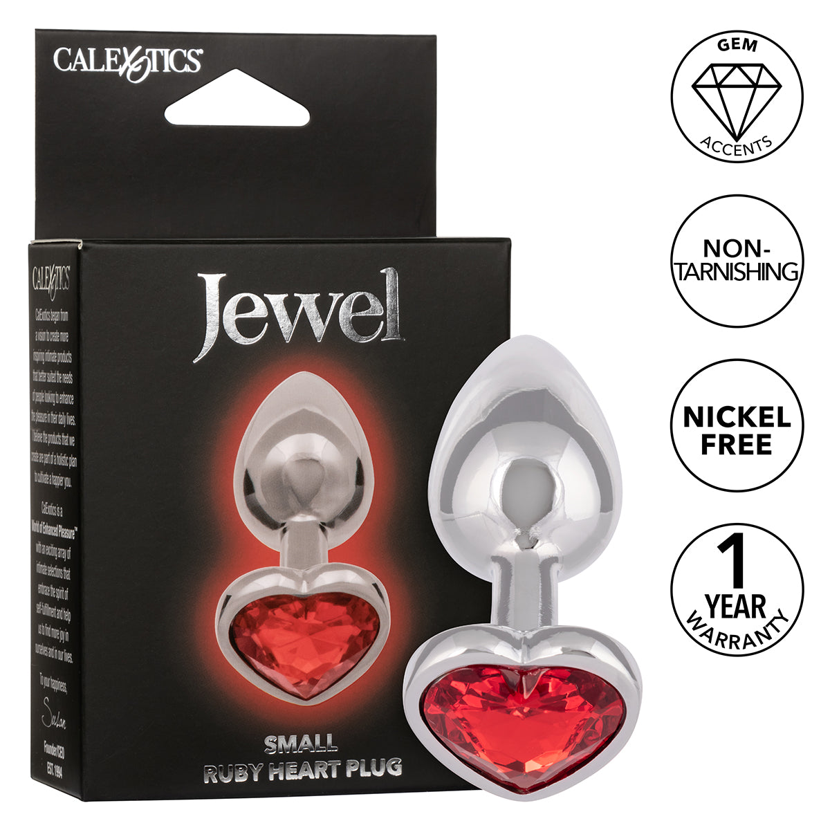 CaleXOtics Jewel Petit plug cœur rubis - Rubis