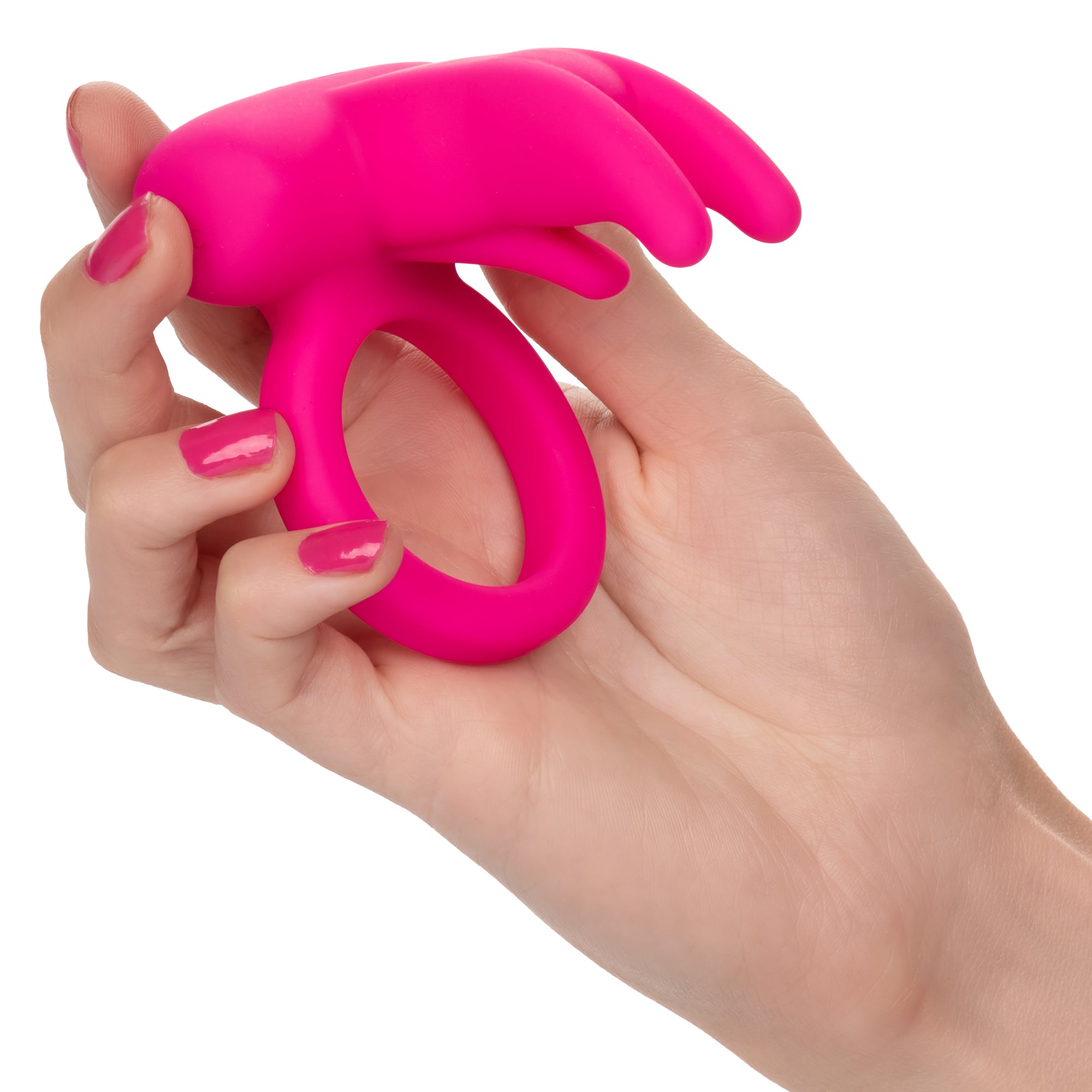 CALEXOTICS® - Silicone Rechargeable Triple Clit Flicker Vibrating Cock Ring - Pink