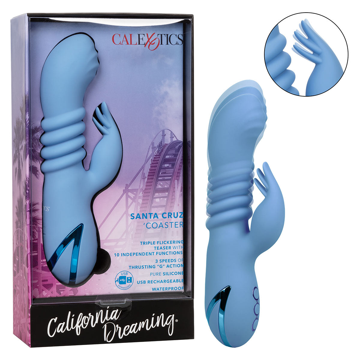 CALEXOTICS® - California Dreaming - Santa Cruz Coaster Dual Vibrator - Blue