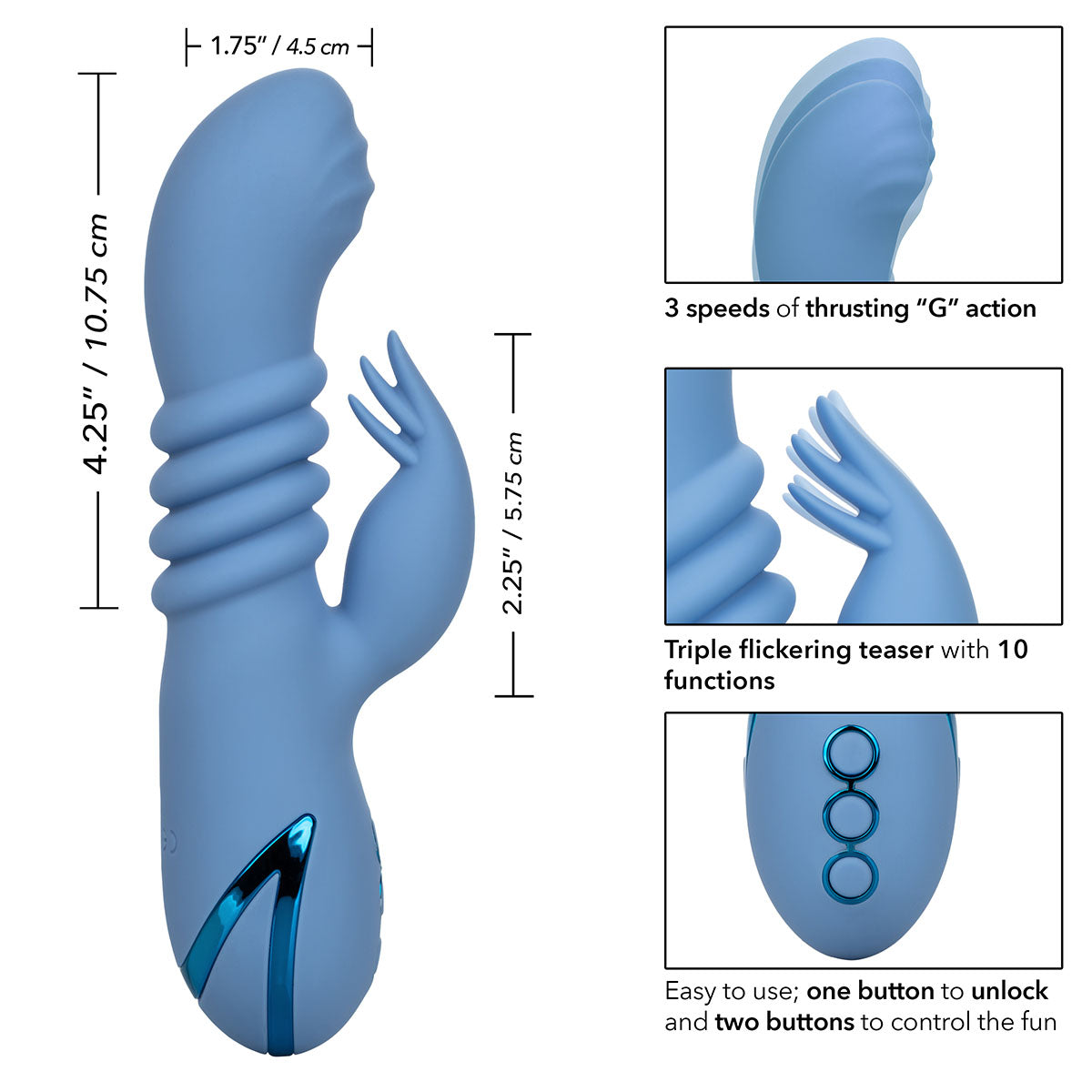 CALEXOTICS® - California Dreaming - Santa Cruz Coaster Dual Vibrator - Blue