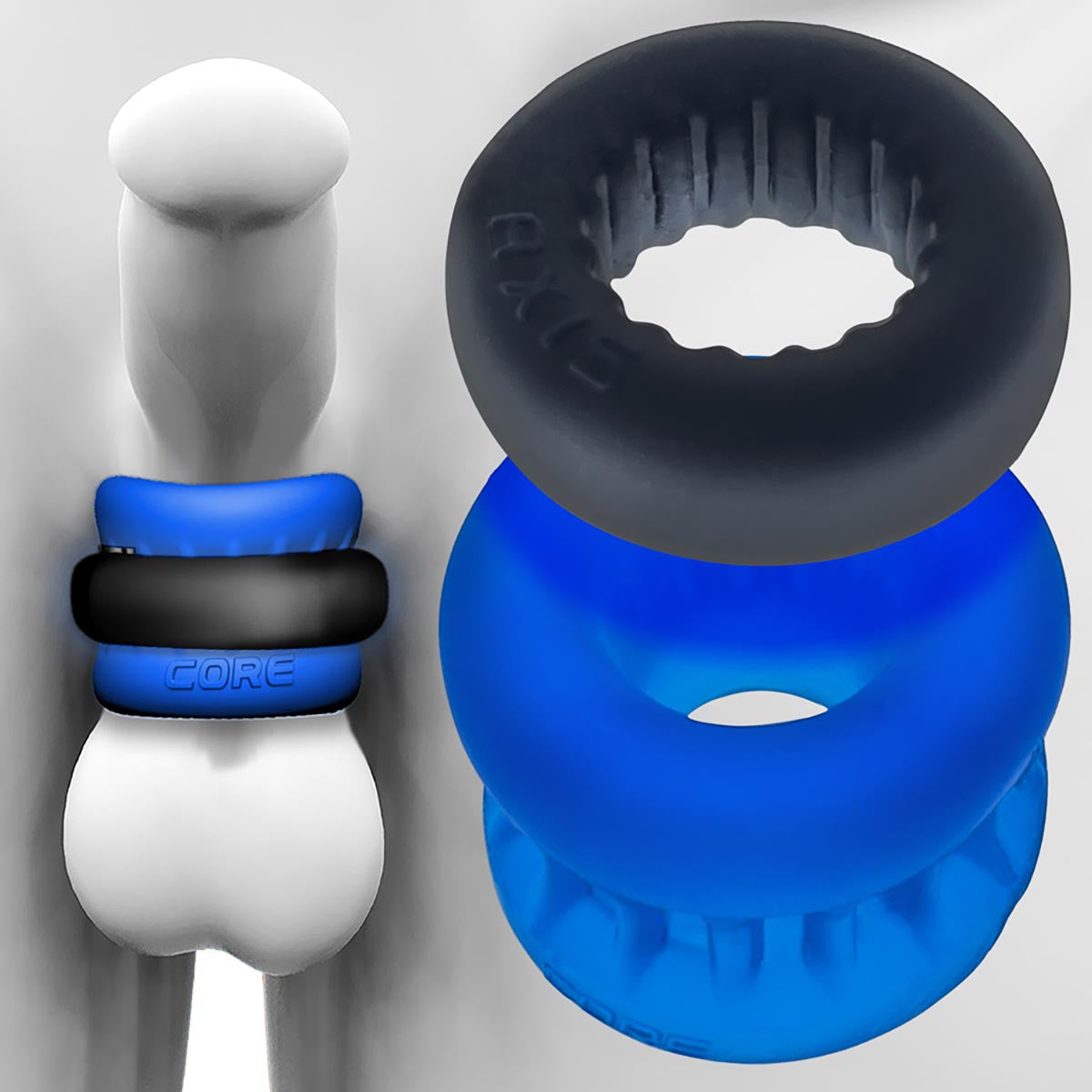 Oxballs - Tendeur de testicules Ultracore + Anneau Power Lock – Noir/Bleu