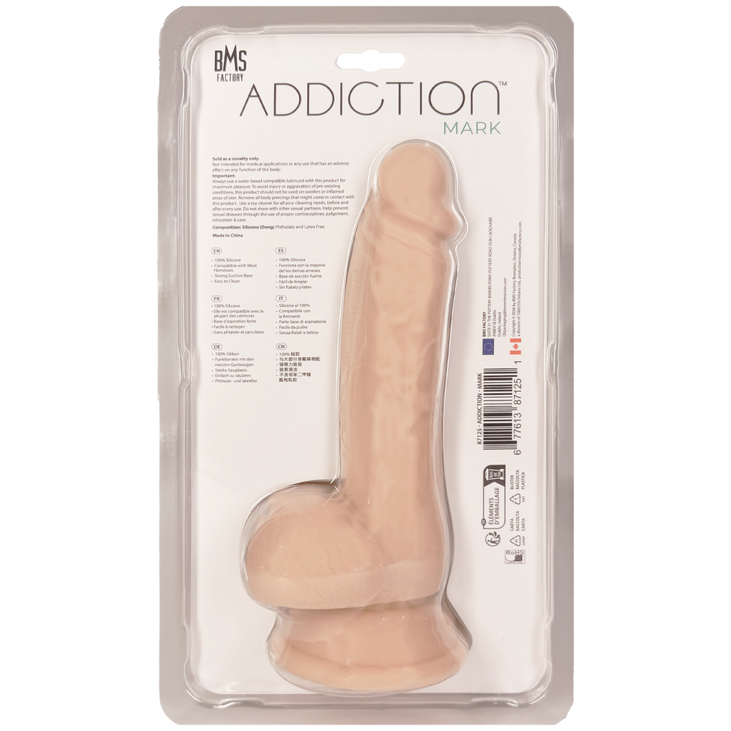 Addiction - Godemichet de 19 cm avec testicules - Beige