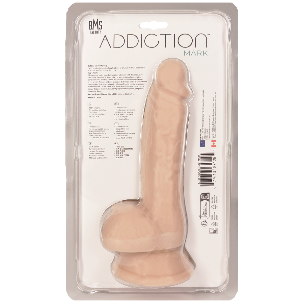 Addiction - Godemichet de 19 cm avec testicules - Beige