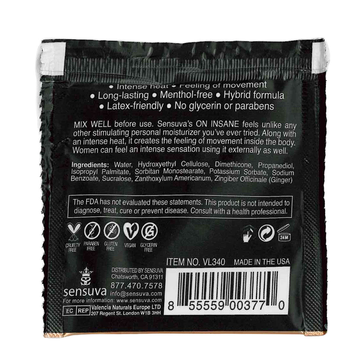 Sensuva – Ultra-Stimulant ON INSANE - Original - Sachet 6ml/0.20 fl oz.