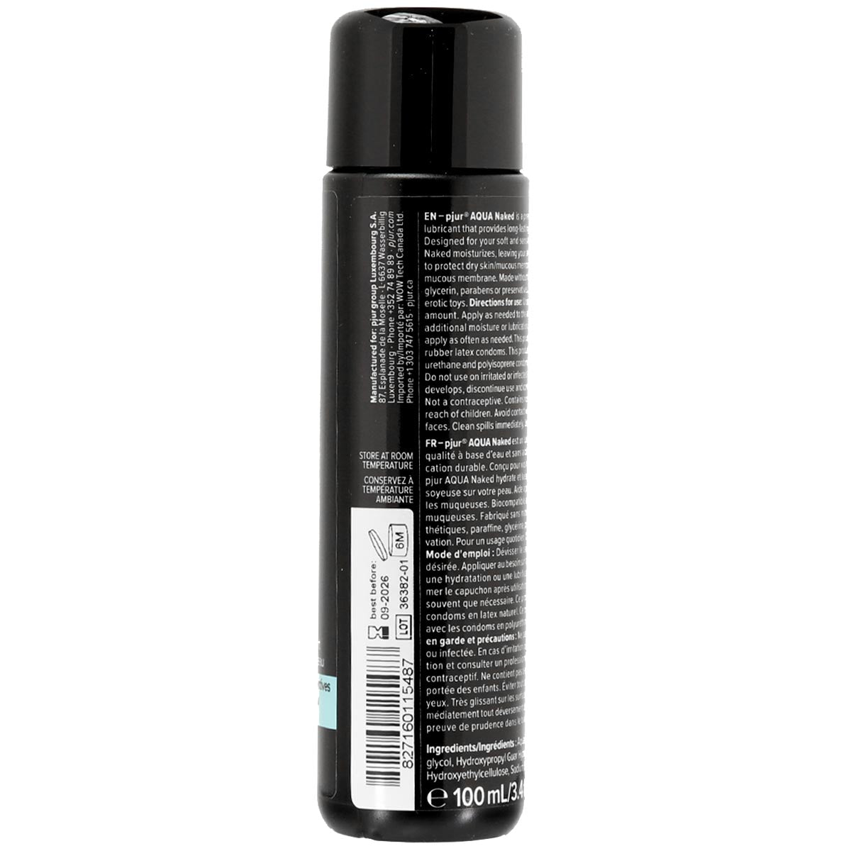 Pjur® Aqua - Lubrifiant Personnel à Base d'Eau Naked - 100 ml / 3,4 fl. oz.