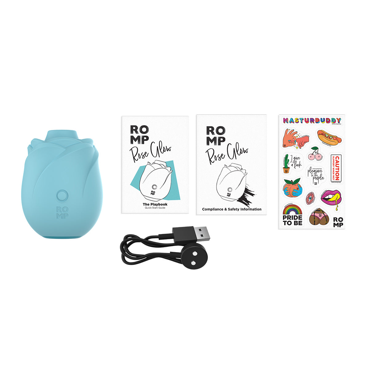 ROMP – Rose Glow – Clitoral Stimulator – Glow-In-The-Dark Blue