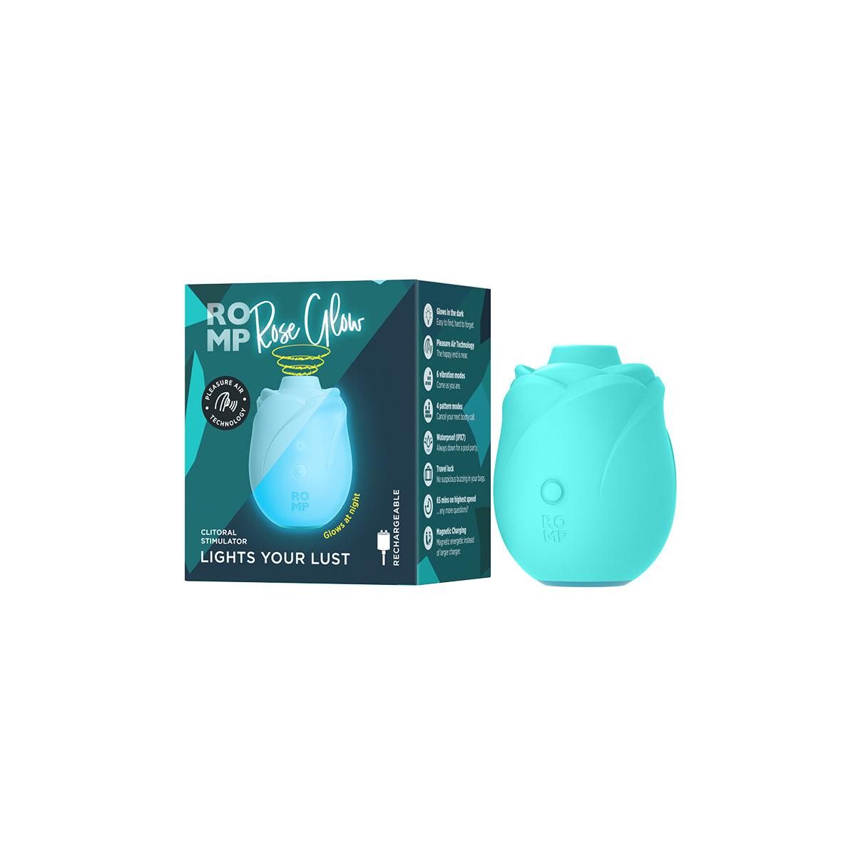 ROMP – Rose Glow – Clitoral Stimulator – Glow-In-The-Dark Blue