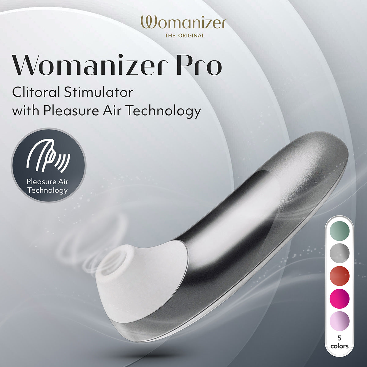 Womanizer Pro – Clitoral Stimulator – Silver Grey