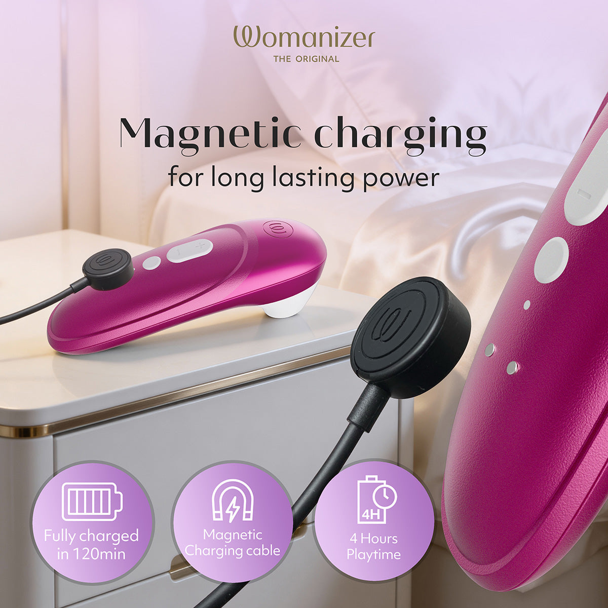 Womanizer Pro – Stimulateur clitoridien – Rose vif