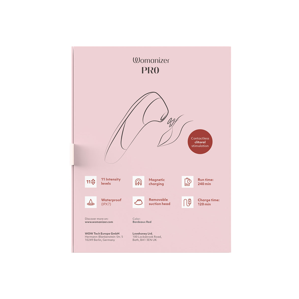Womanizer Pro – Stimulateur clitoridien – Rouge bordeaux