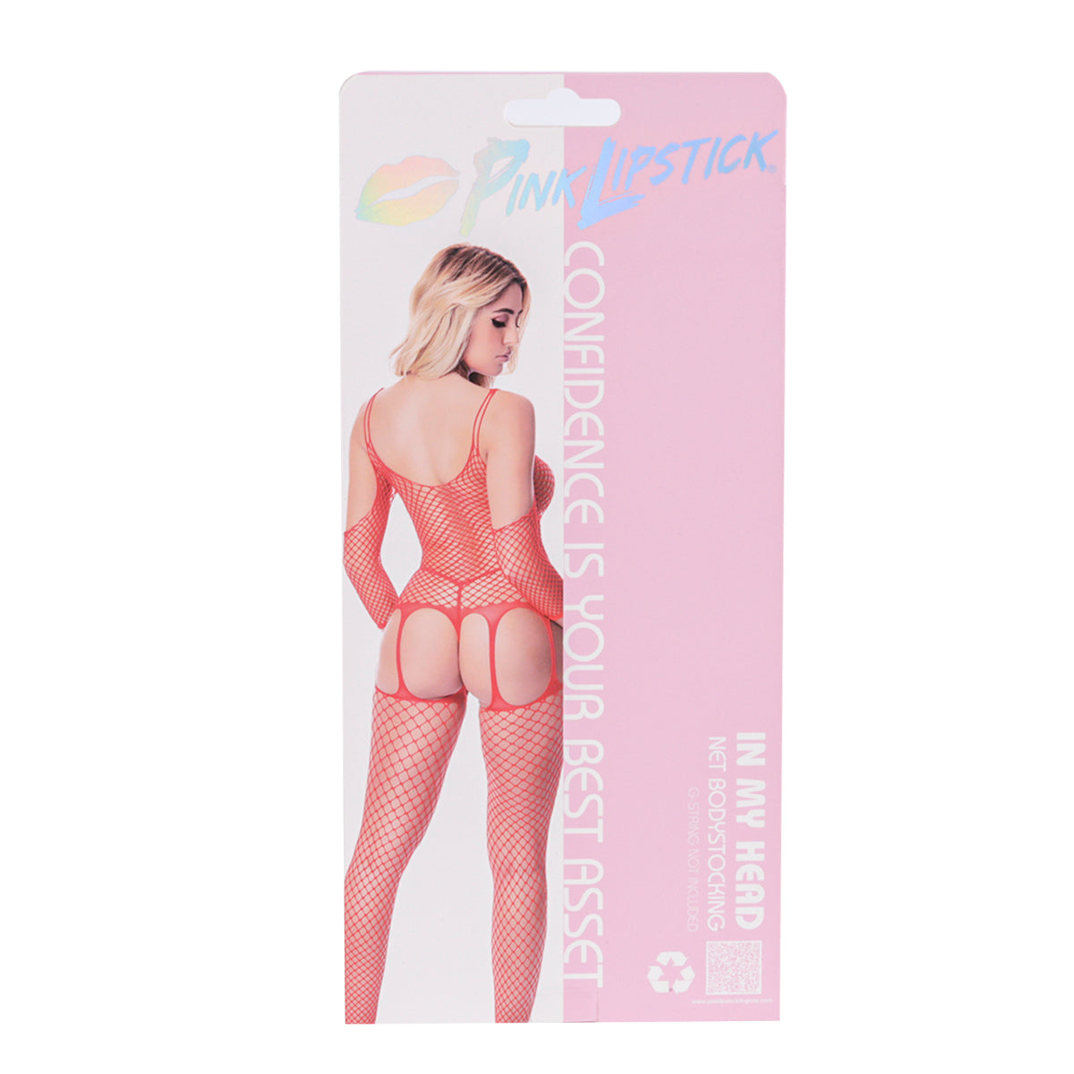 PINK LIPSTICK - In My Head Net Bodystocking - One Size Fits Most - Red