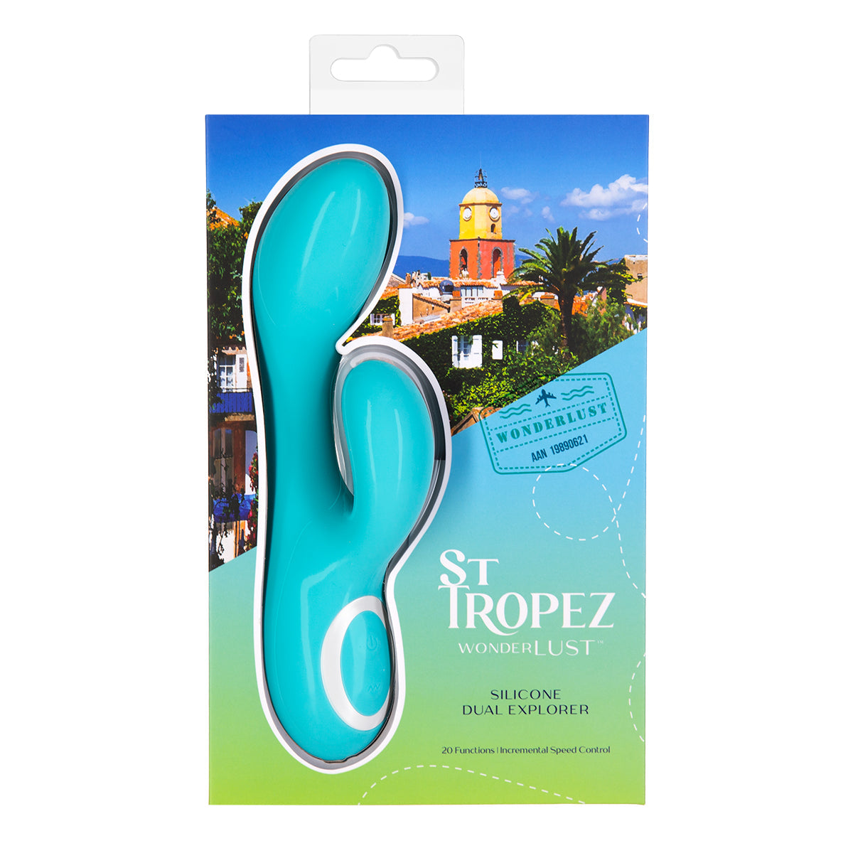 WONDERLUST - ST TROPEZ - Silicone Rechargeable Dual Vibrator - Teal