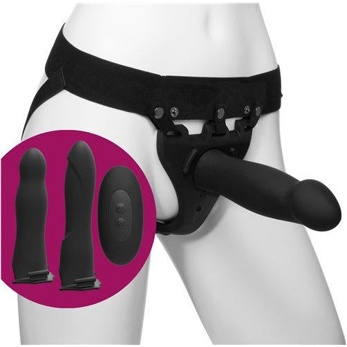 Doc Johnson Body Extensions – Ensemble 4 pièces coquin avec gode ceinture et harnais vibrant