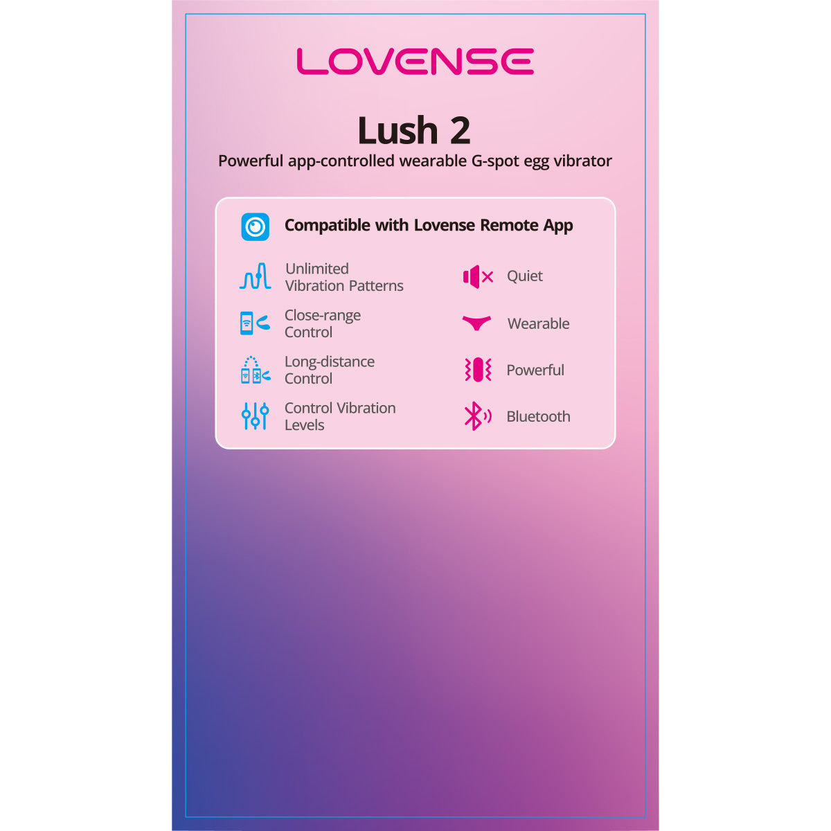 Lovense - Lush 2 - Bluetooth Wearable Vibrating Egg - Pink