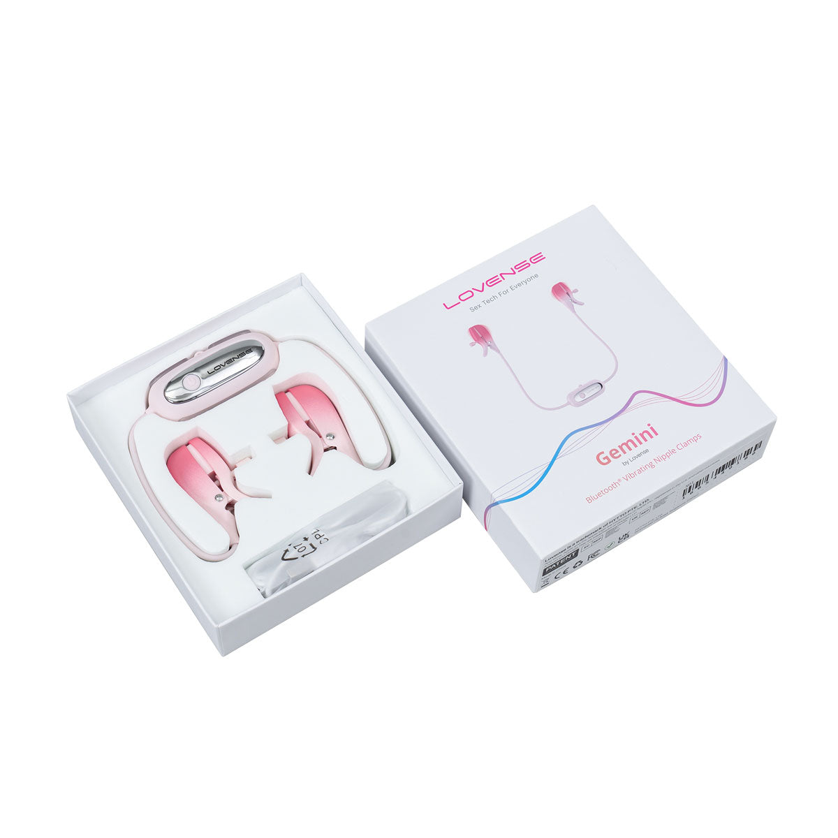 Lovense - Gemini - Bluetooth® Vibrating Nipple Clamps - Pink