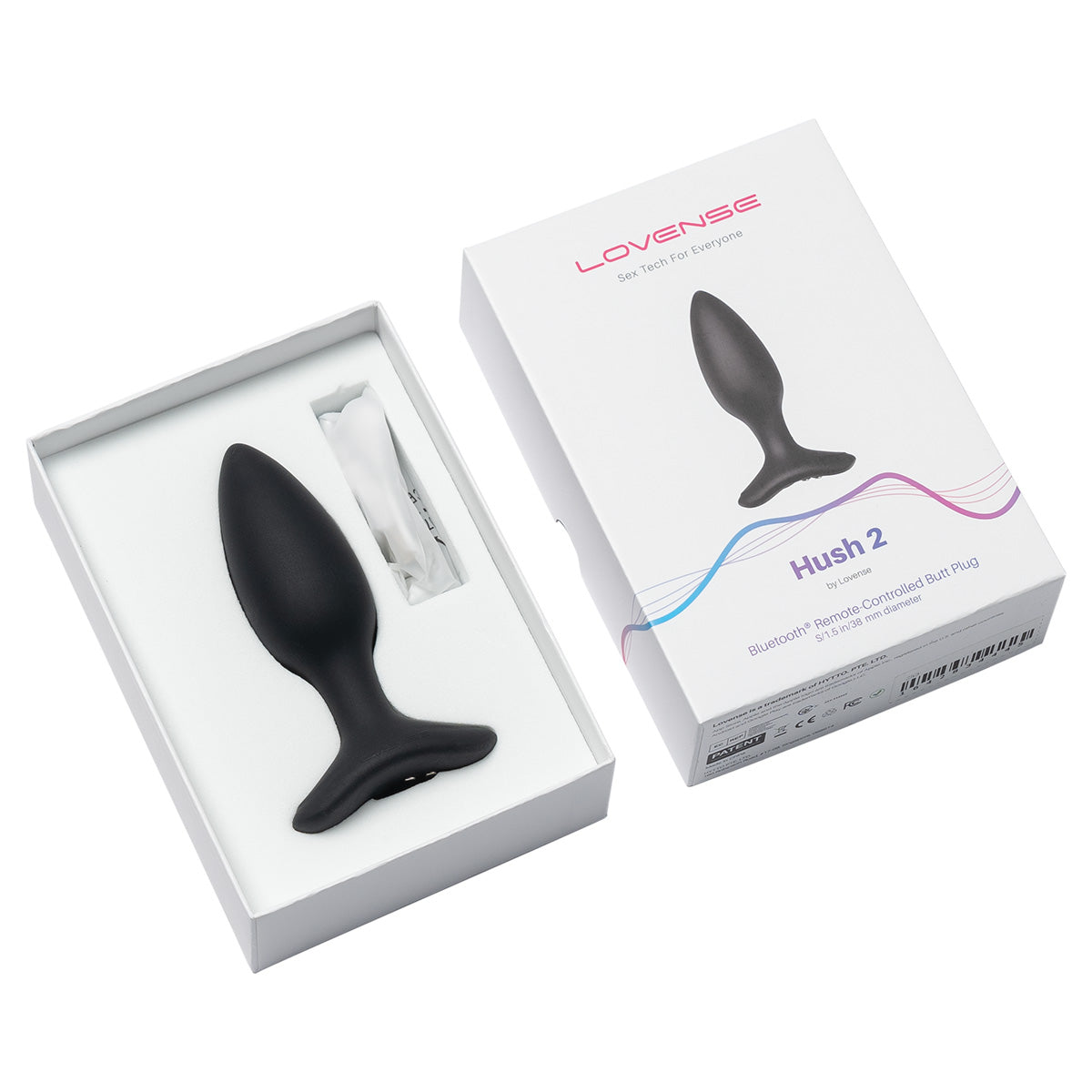 Lovense - Hush 2 - Vibrating Remote-Controlled Butt Plug - 1.5" - Black