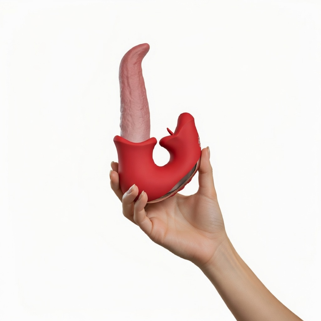 BMS Factory Kissing Lips Dual Stimulator - Red