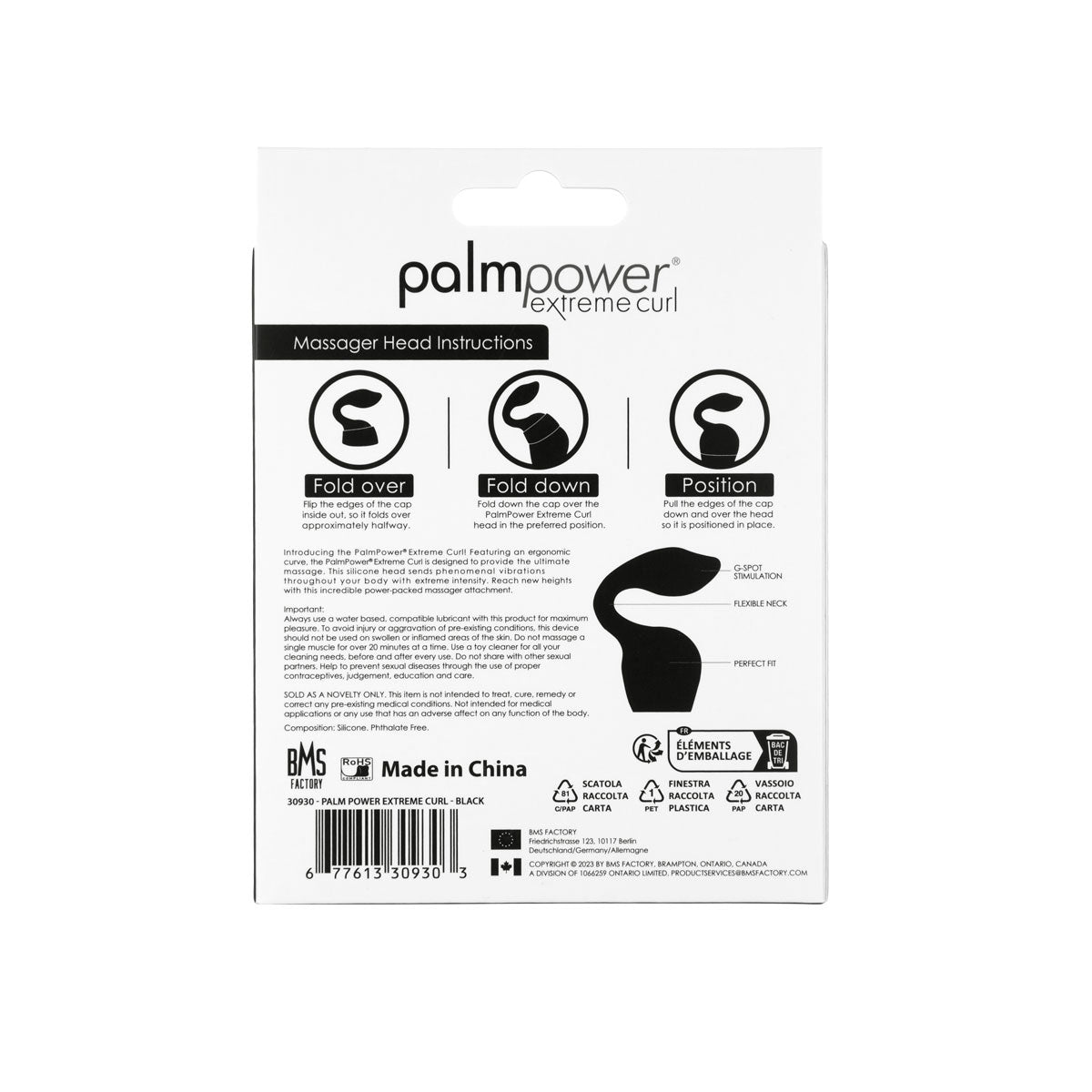 PalmPower - Extreme Curl - Silicone Massage Head - Black (For Use with PalmPower Extreme)