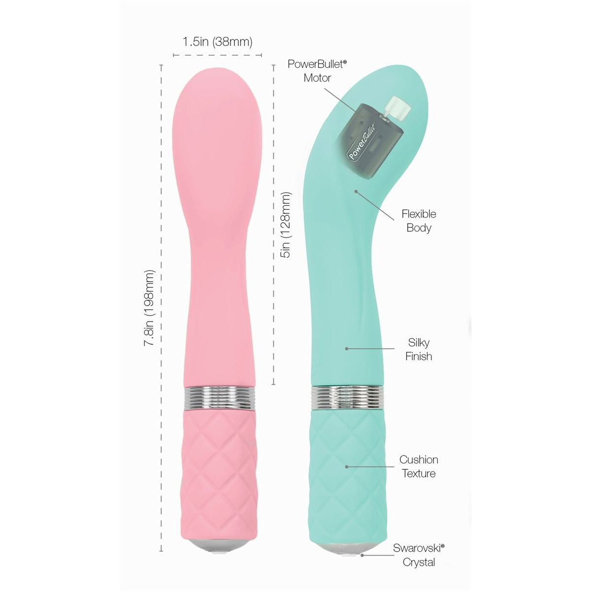 Pure Love® - Vibromasseur Point G avec Cristal Swarovski® – Bleu sarcelle