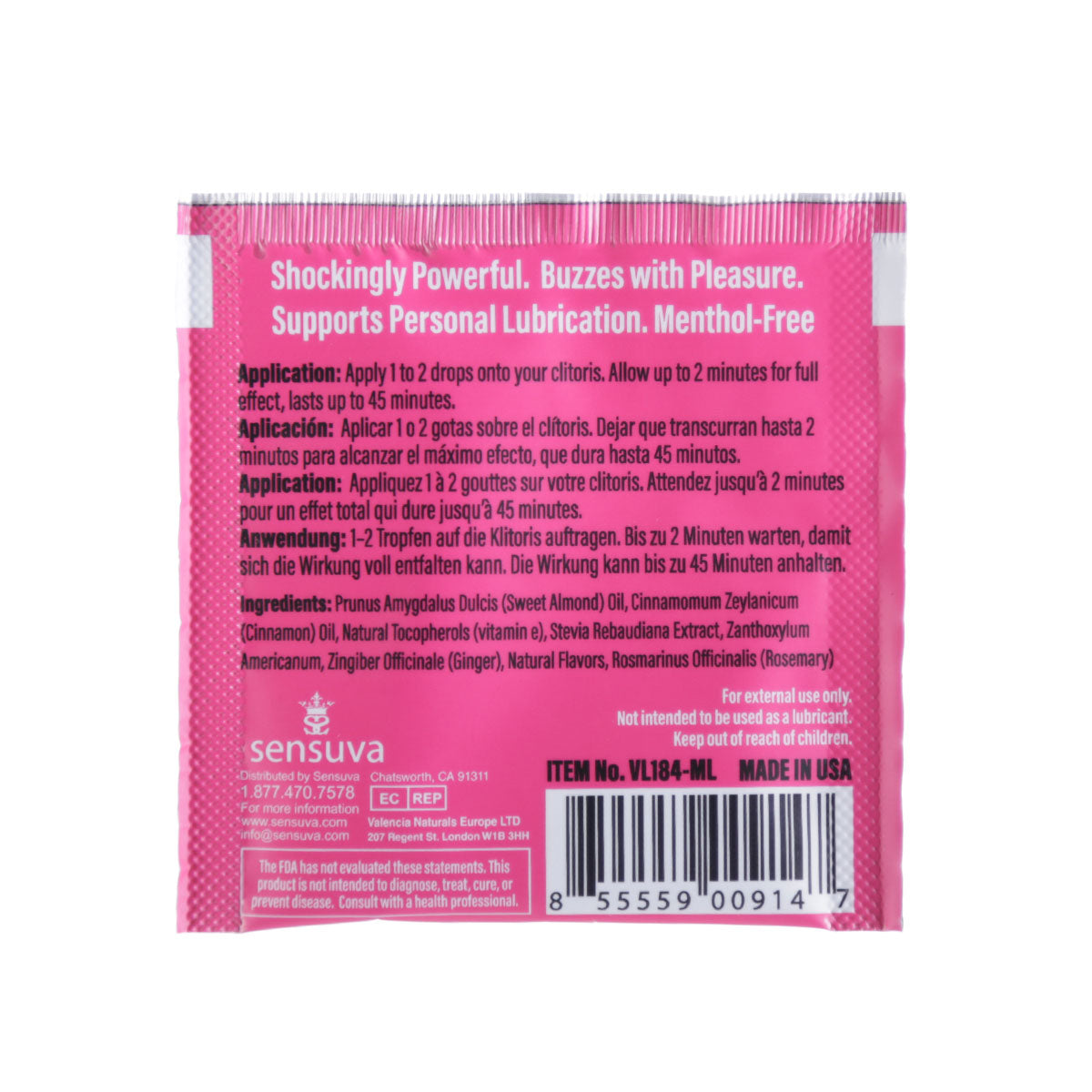 Sensuva - ON - Huile stimulante naturelle 0,5ML