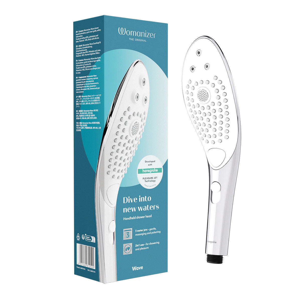 Womanizer - Wave - Combined Shower Head & Water Massage Clitoral Stimulator - Chrome