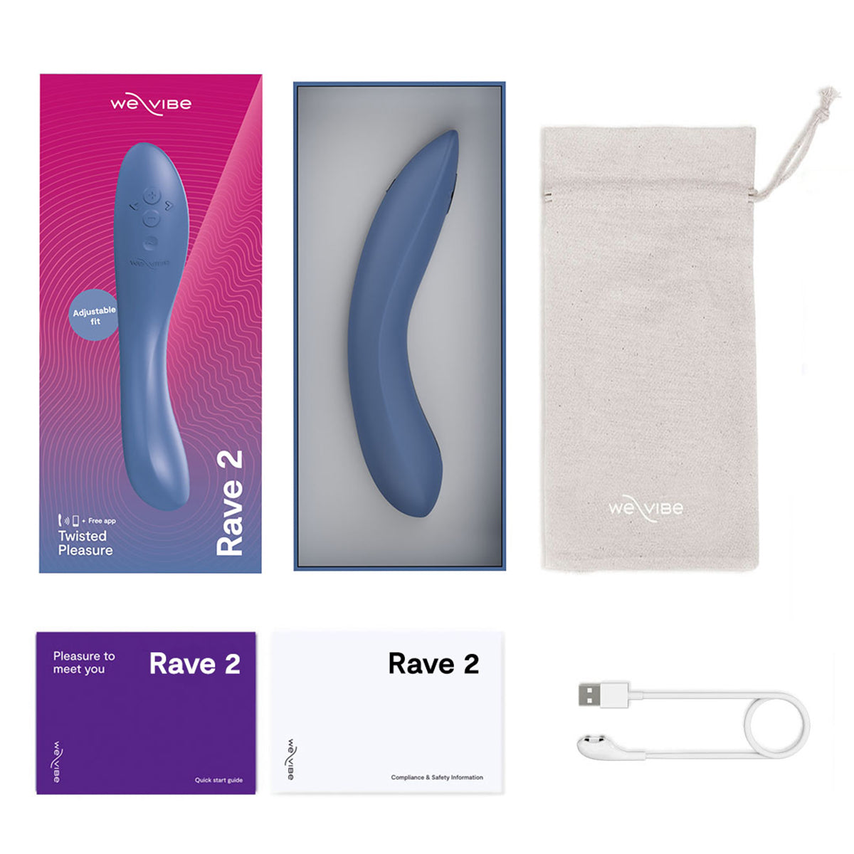 We-Vibe® Rave 2 - Twisted Pleasure - G-Spot Vibrator - Blue