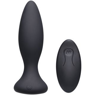 Doc Johnson – A Play Beginner VIBE – Silicone Vibrating Butt Plug with Remote – Black 