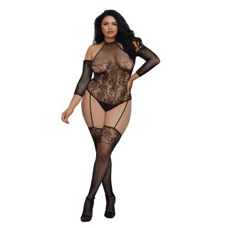 Dreamgirl – Fishnet Teddy Bodystocking – Black – Plus Size