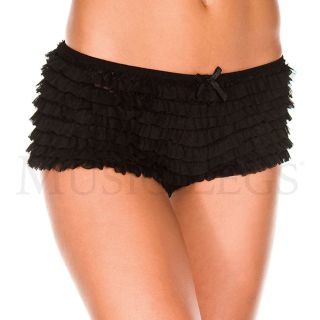 Music Legs – Soft Ruffle Tanga – Black - OS