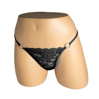 Elegant Moments – Crotchless Lace Thong Panty – Black