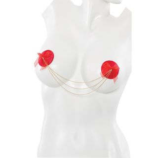 Coquette – Nipple Pasties with Chain – Red