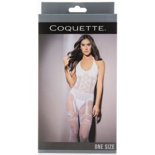 Coquette – Mesh Bodystocking – White – One Size