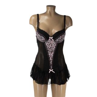 Sophie B – Cheetah Print Chemise – Black/Pink