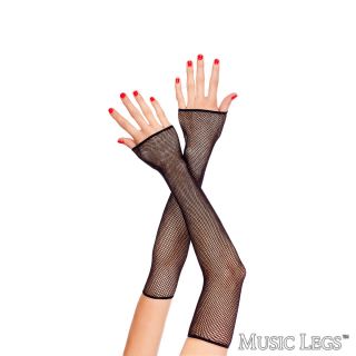 Music Legs – Extra Long Fishnet Fingerless Gloves – Black