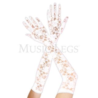 Music Legs – Extra Long Lace Gloves – White
