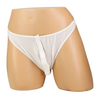 Velcro Front Mesh Thong For Men – White - O/S