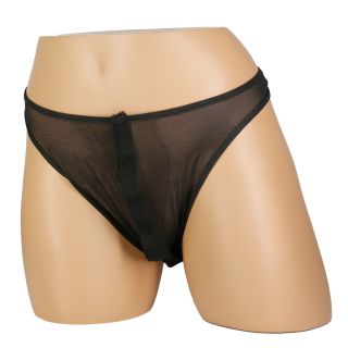 Velcro Front Mesh Thong For Men – Black - O/S